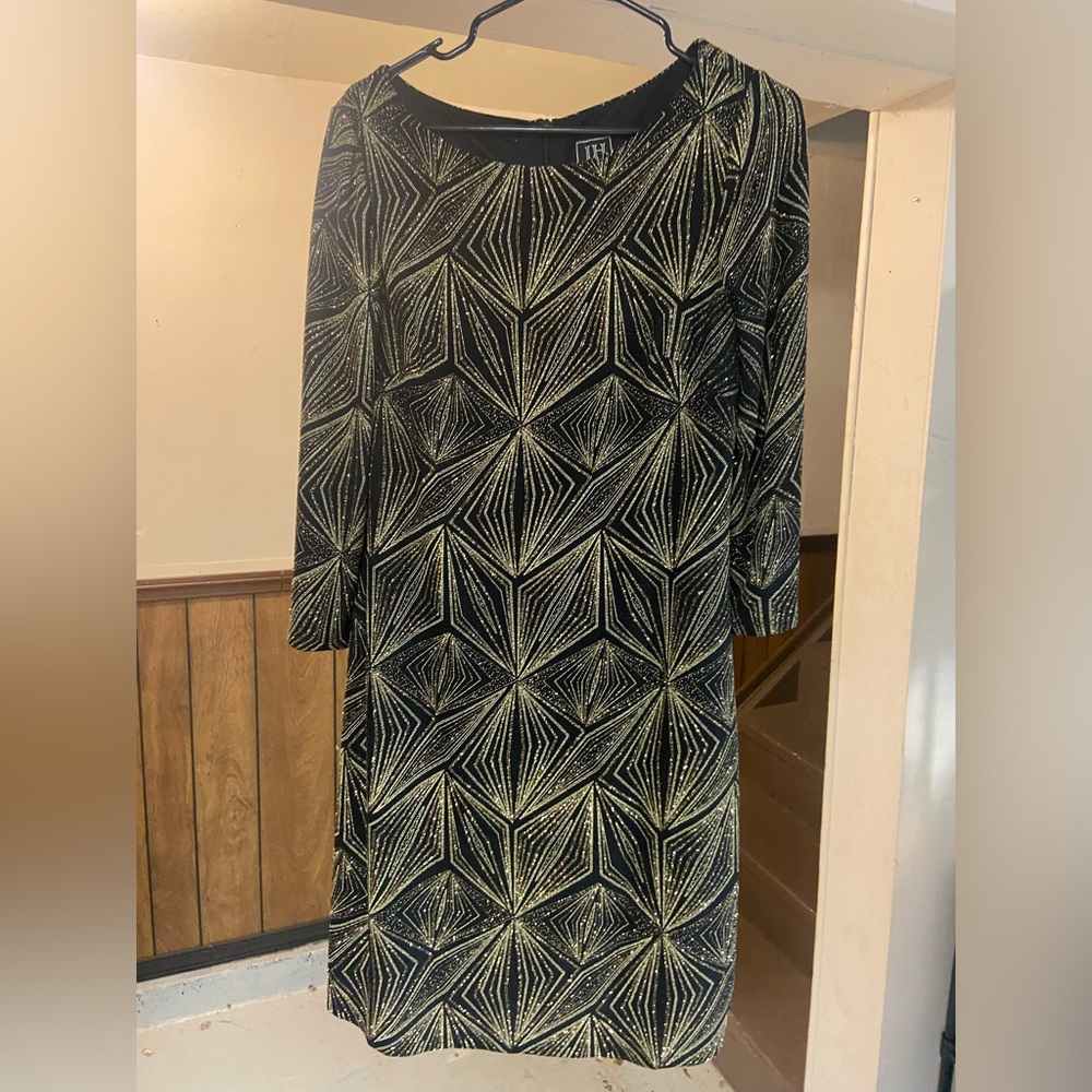 Elegant Long Sleeve Geometric Dress